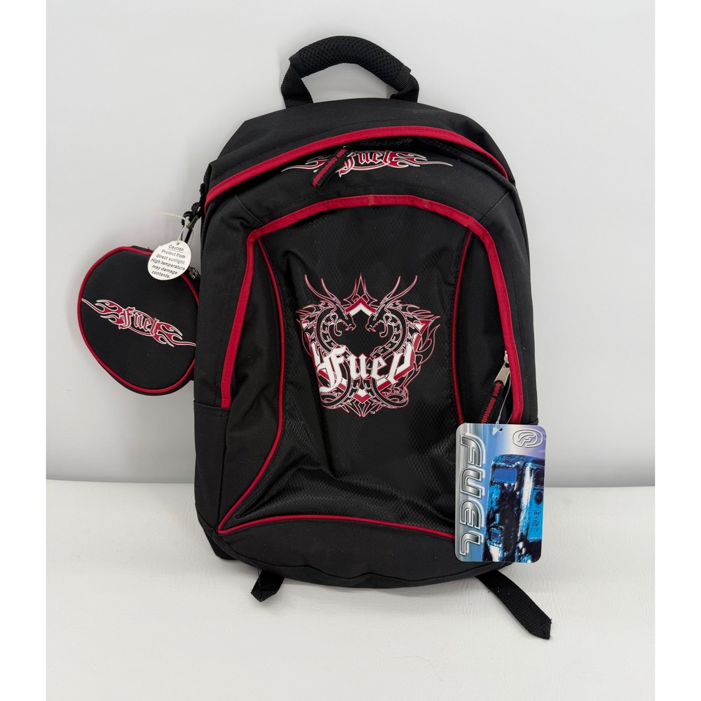 Fuel Backpack Large Black Red Dragon Graphic Y2K Gothic School Bag & Pouch New